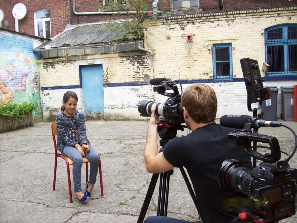 Pendant le tournage  d'un portrait